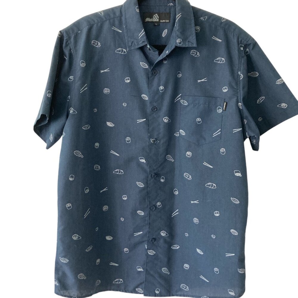Men's Molokai Surf Sushi Print L Button-Down Fits Like a M